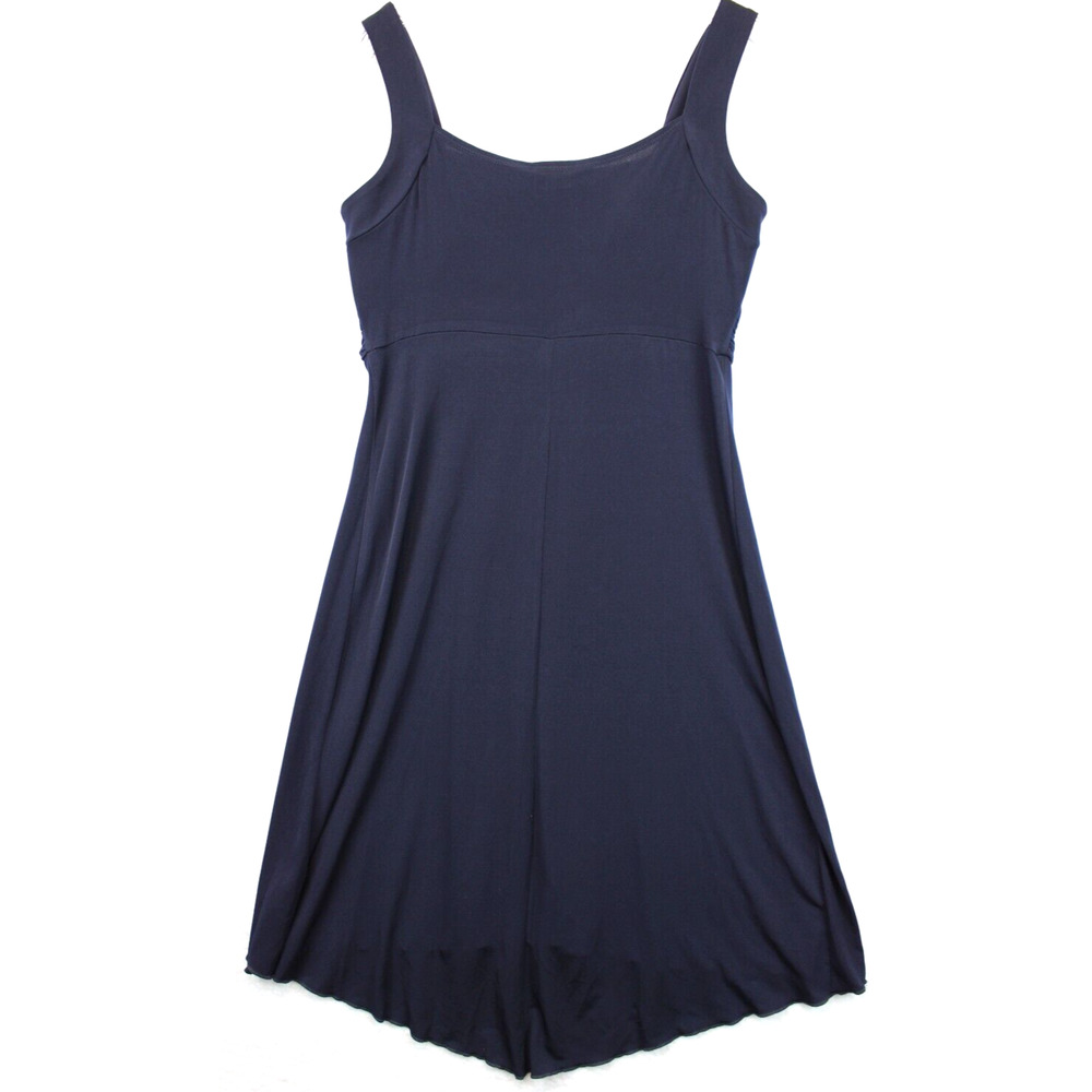Enfocus Studio Strap Dress Adorned Ruched High Low Women 8 Navy Evening Festive - Picture 2 of 11